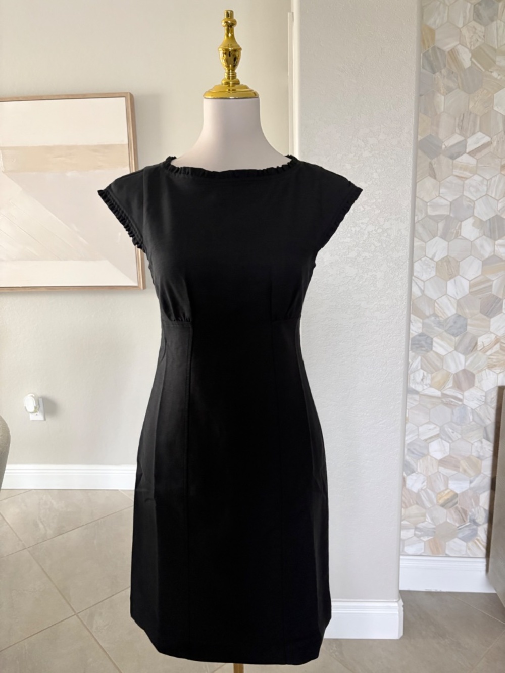NWT J Crew Ruffle-trim dress in Gramercy linen blend